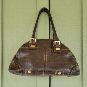 MAXXIMUM Brown Mock Croc Leather Satchel Bag